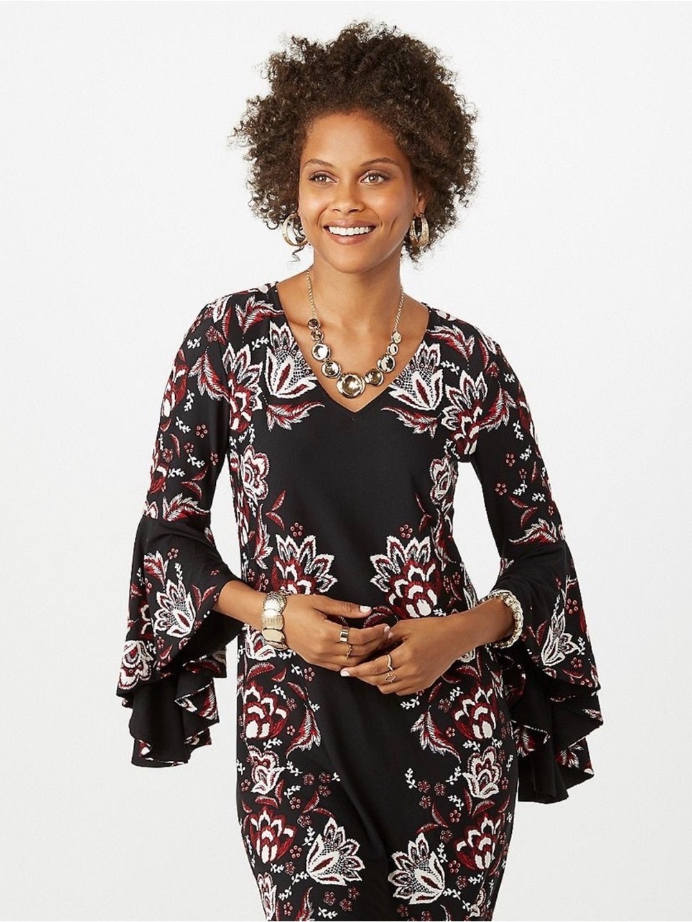 Roz & Ali bell sleeves mini dress XS/S